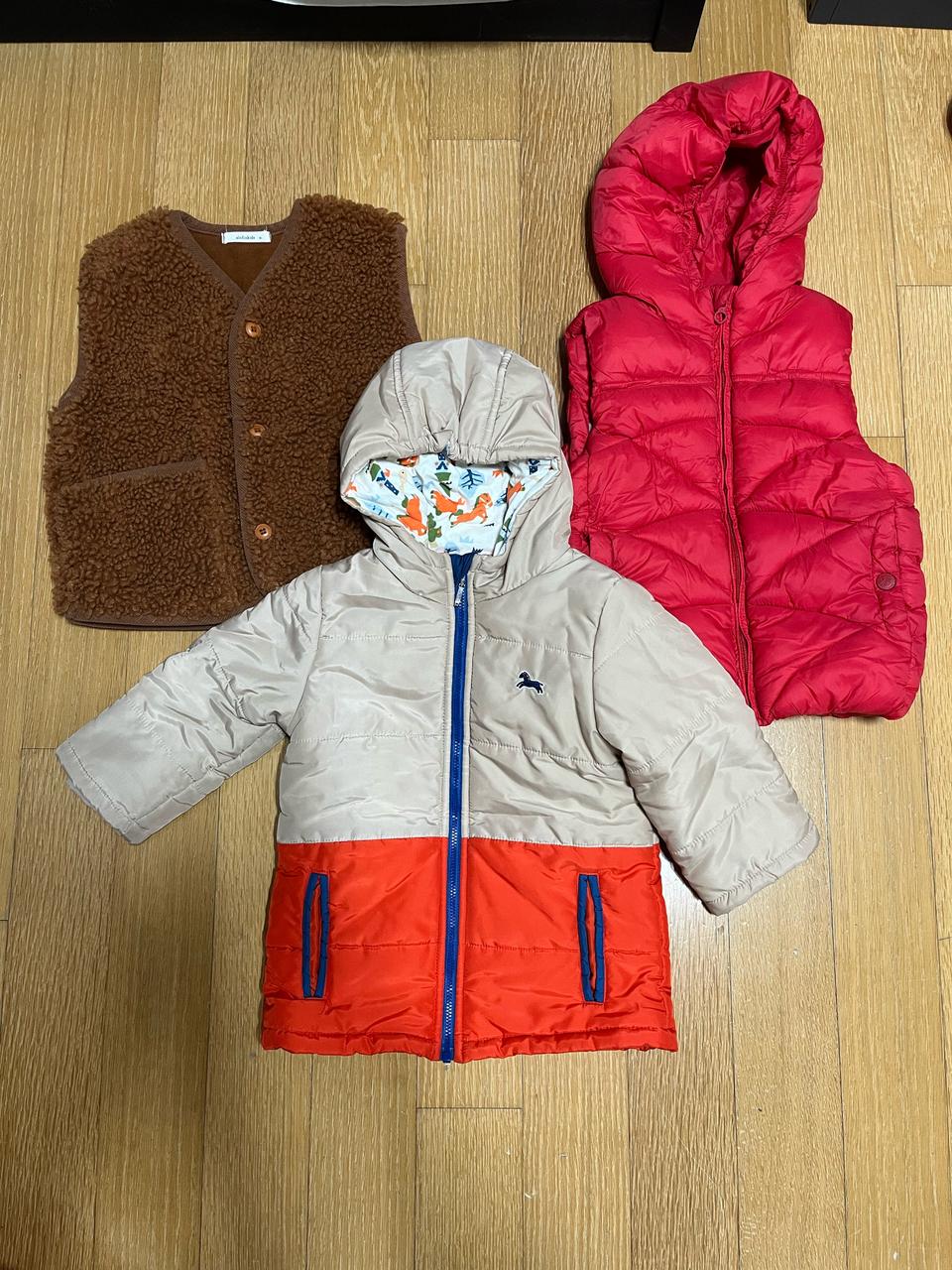 무료배송)아동 100사이즈 패딩 점퍼+조끼 일괄판매