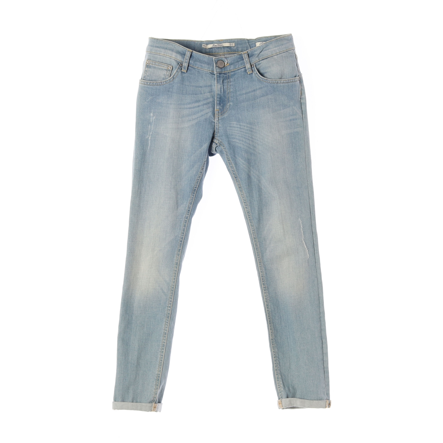 ZARA W26 그린 워싱 로우라이즈 스키니 데님 청바지