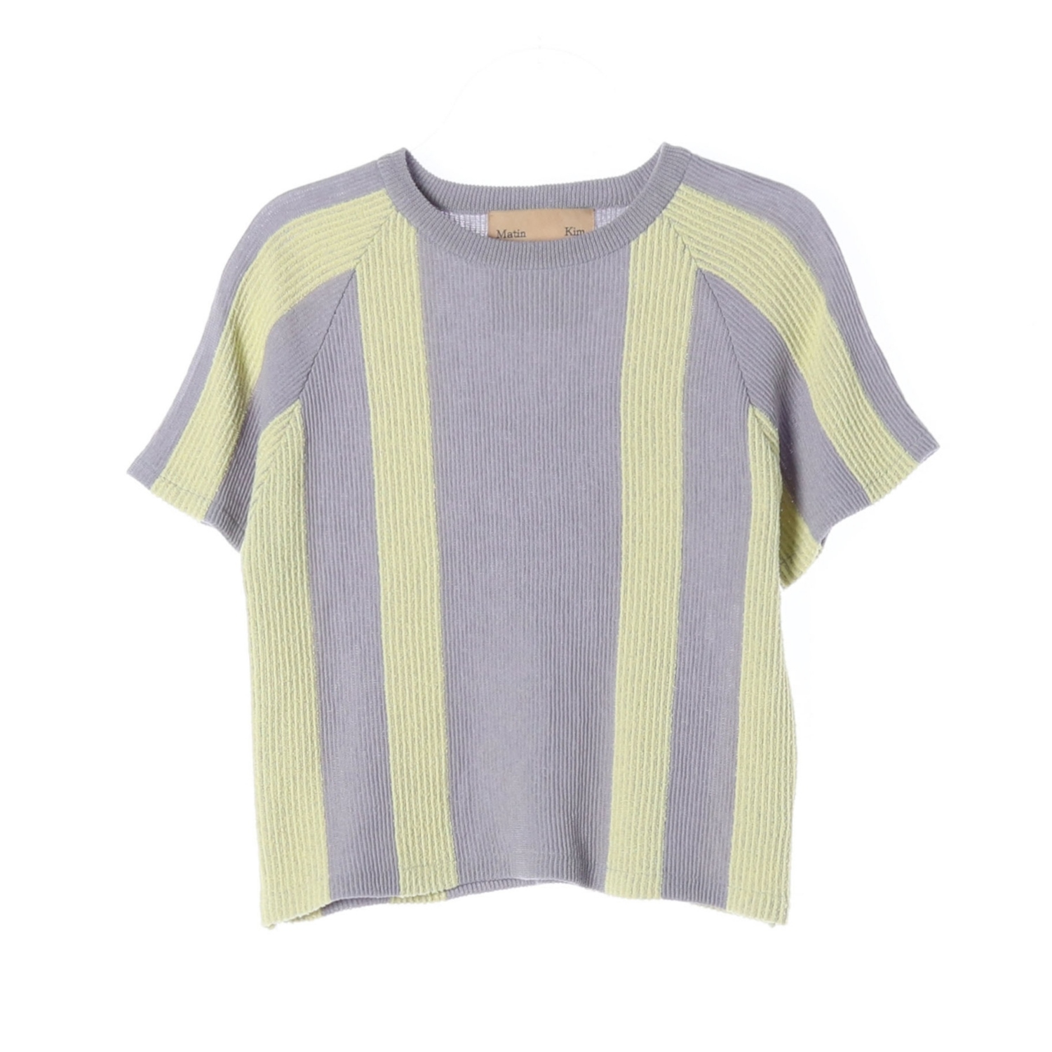 마뗑킴 22SS 린넨 컬러블록 반팔 니트 티셔츠 F