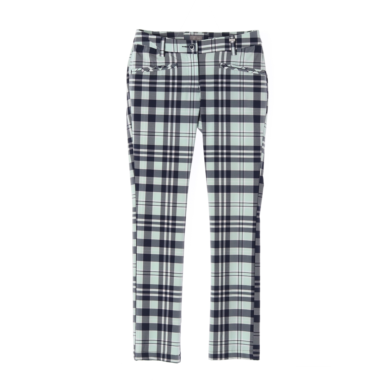 아디다스 골프 네이비 민트 체크 팬츠 슬랙스 S