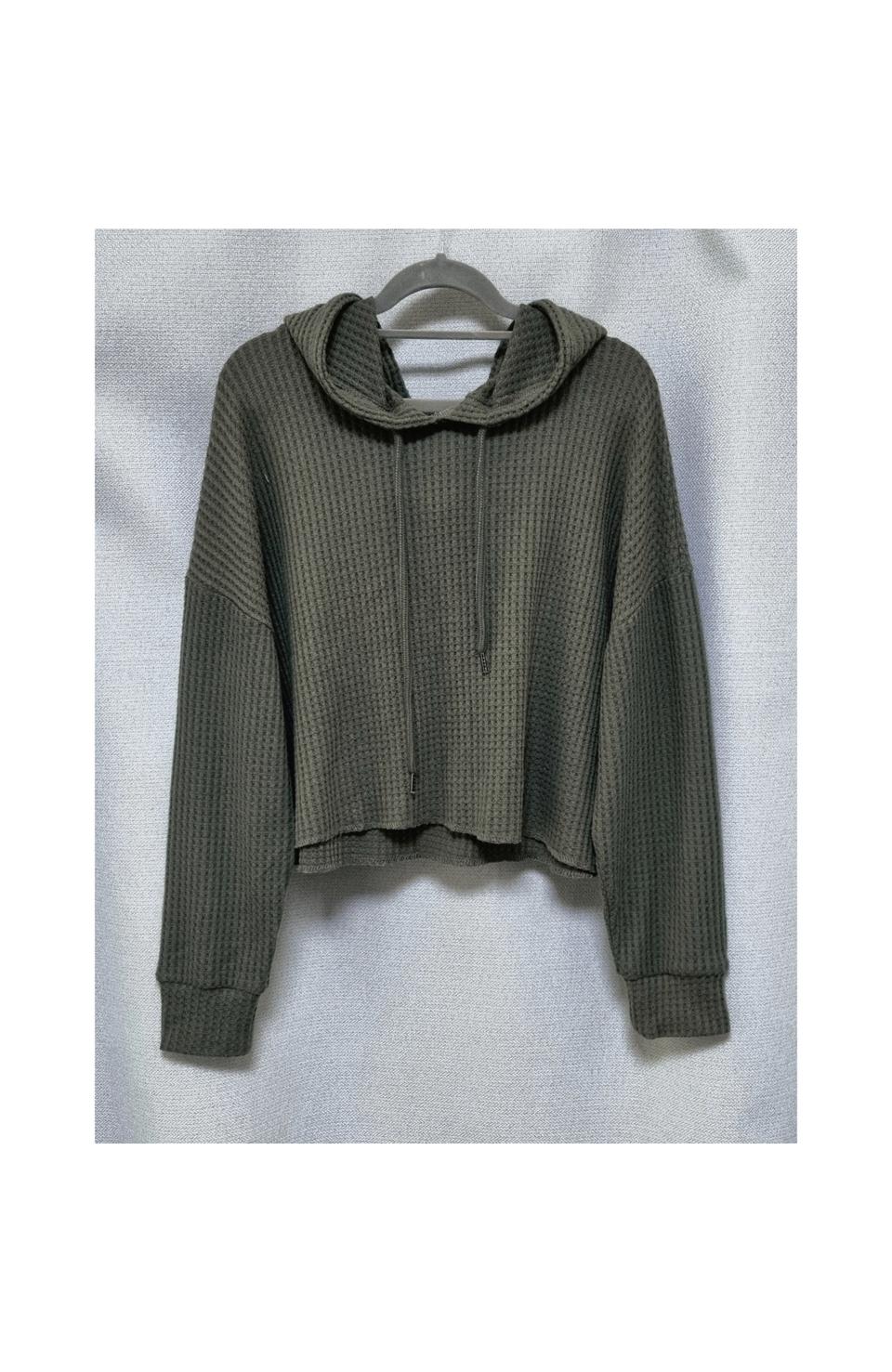 포에버21 니트 크롭 후드 스웨터