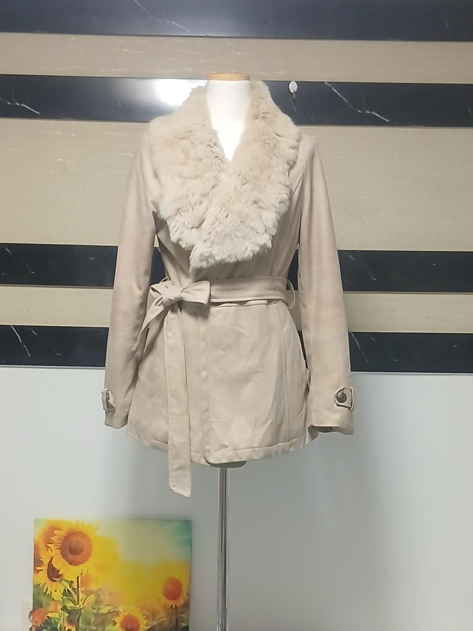 아이보리 퍼 코트 //새수준//양텔100%