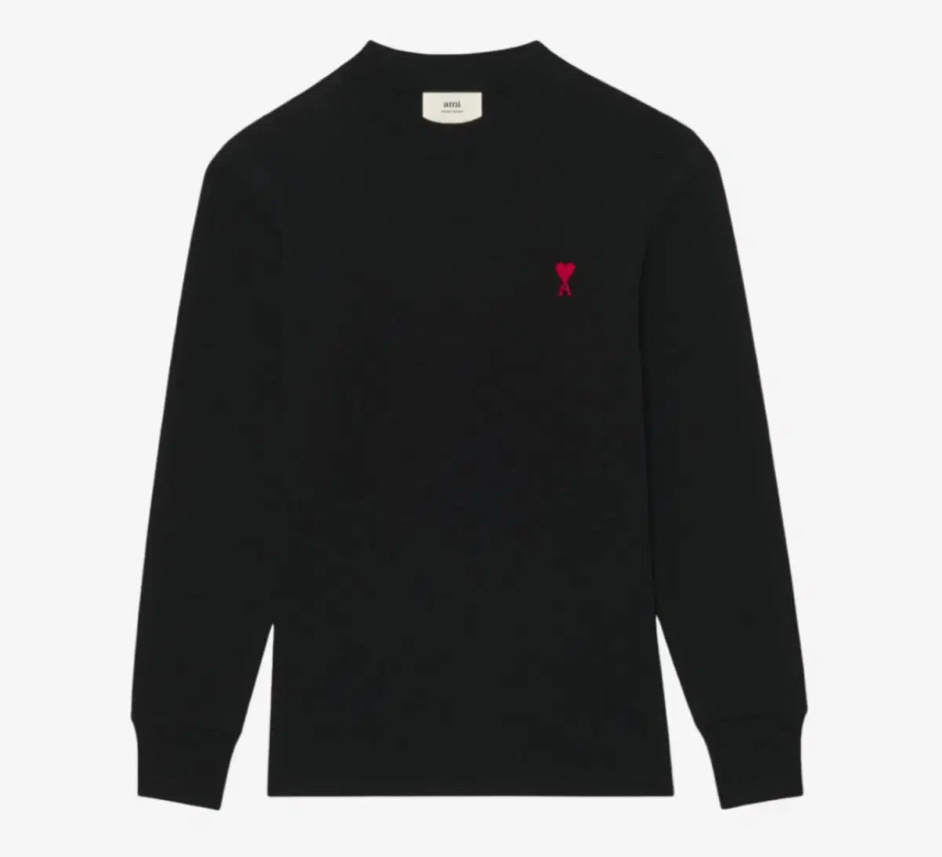 아미 스몰 하트 로고 롱슬리브 티셔츠 블랙
