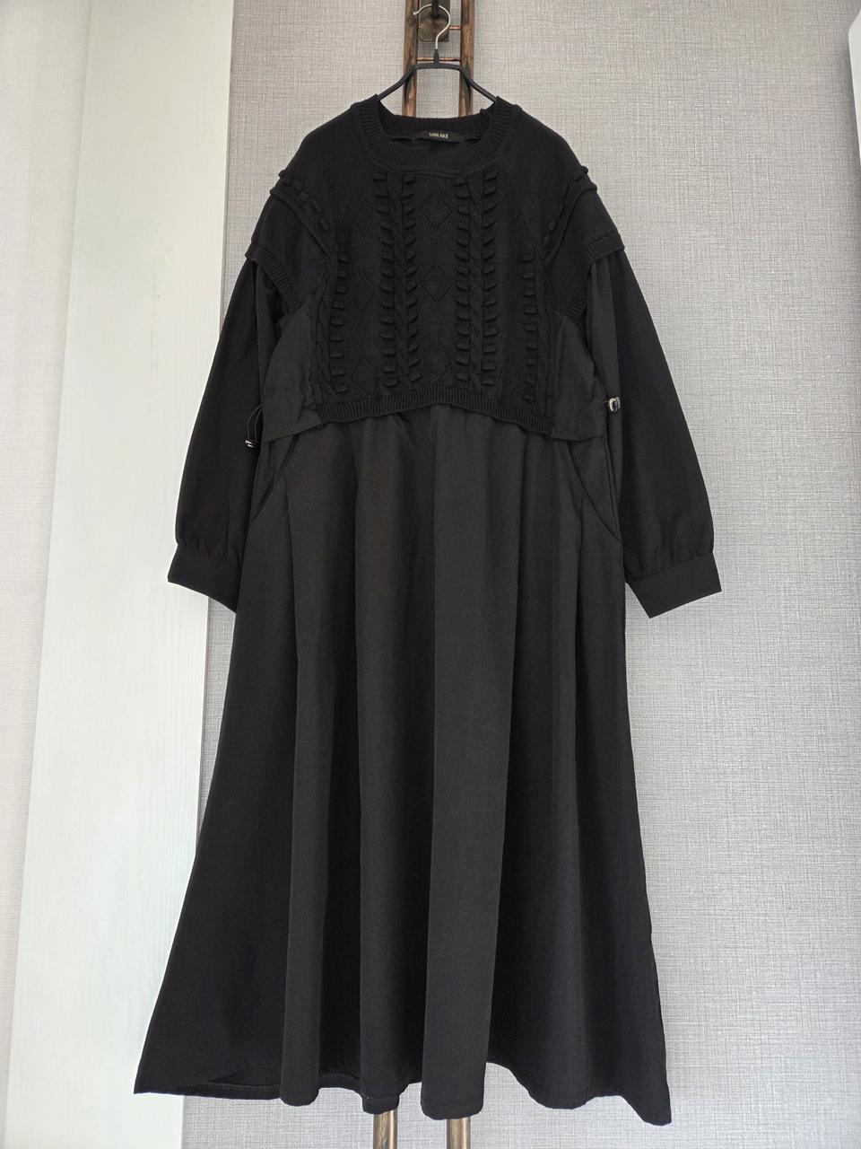 VAN AKE 니트+바스락 풍성롱원피스