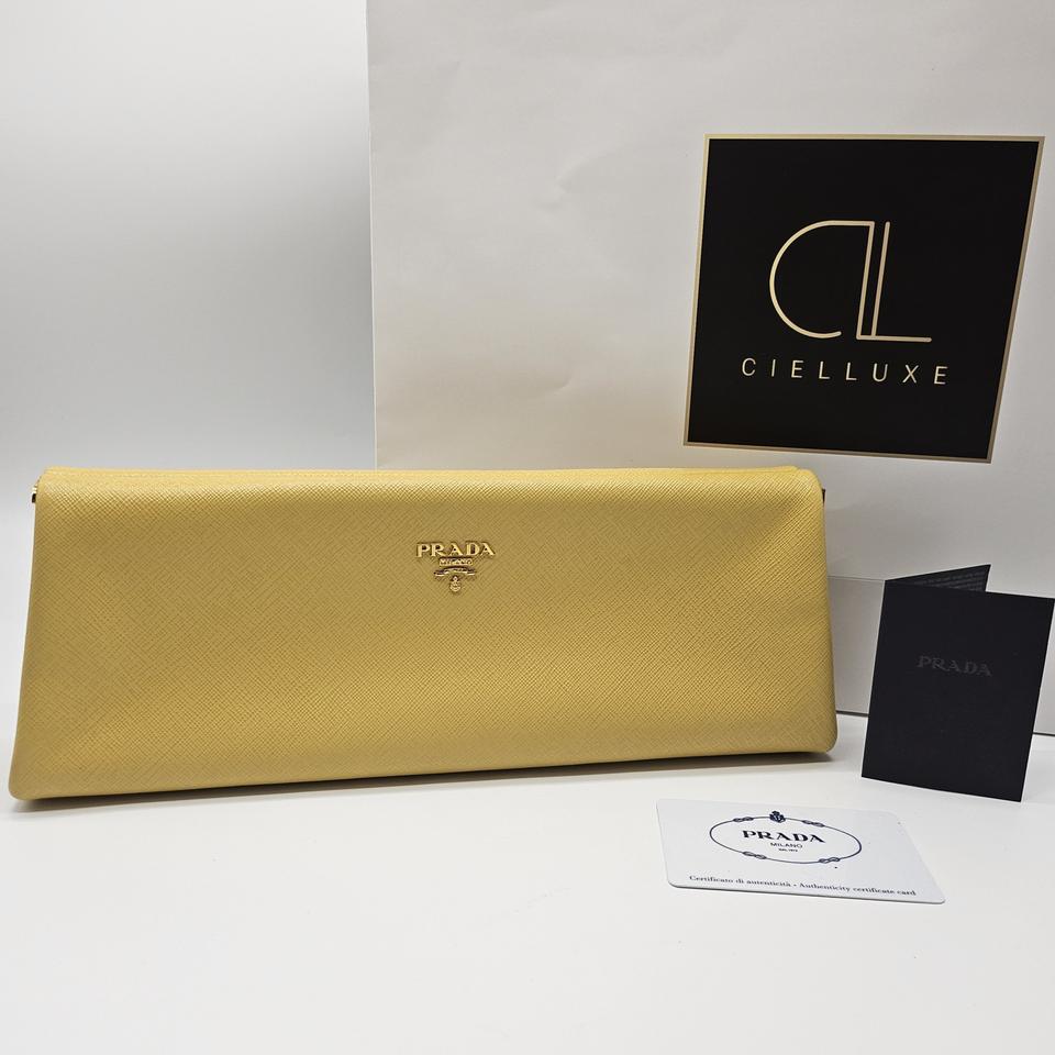 정품 프라다 사피아노 클러치백 (옐로우)