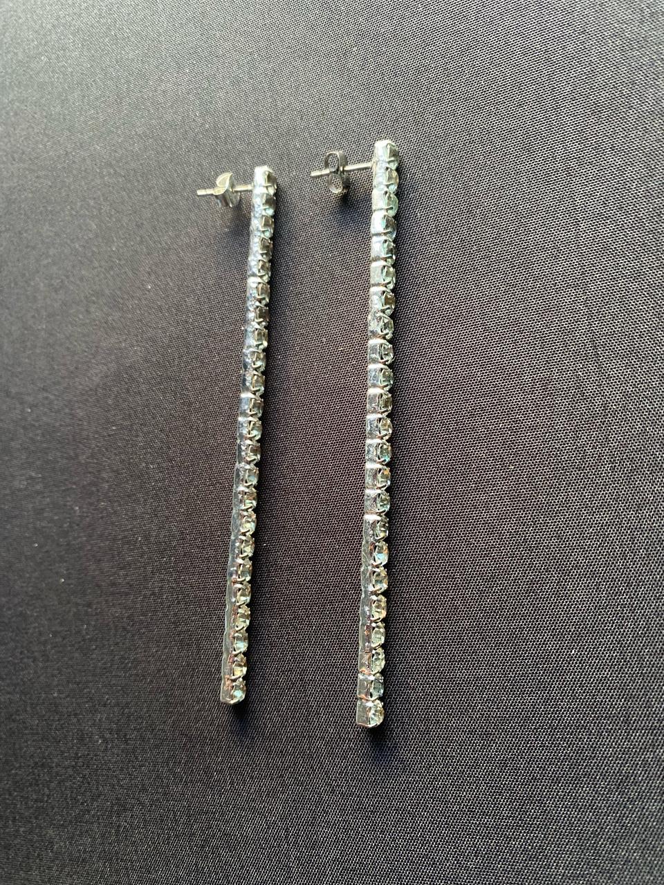 큐빅 롱 드롭 귀걸이