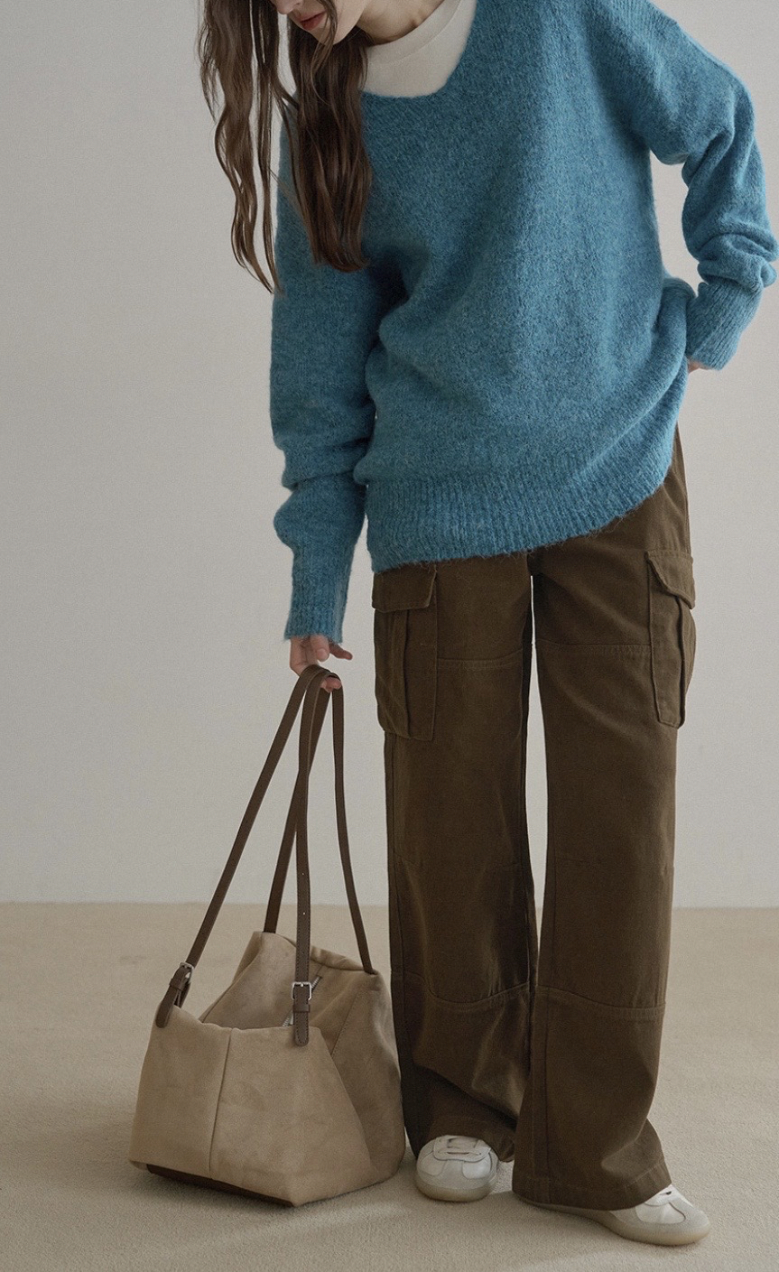 빅사이즈 공구우먼 브라운 카고 뒷밴딩 팬츠,바지(77,88사이즈)