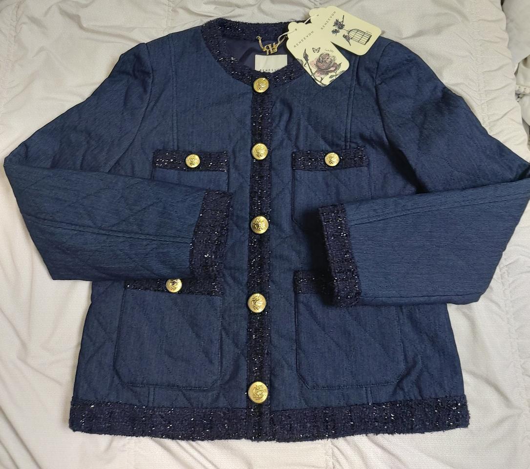 레니본 데님트위드자켓55. 새상품레니본 데님트위드자켓55. 새상품