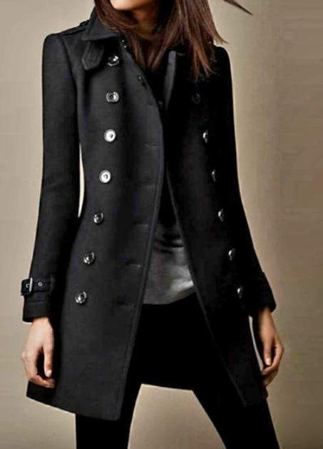 버버리 블랙 울 더블 코트