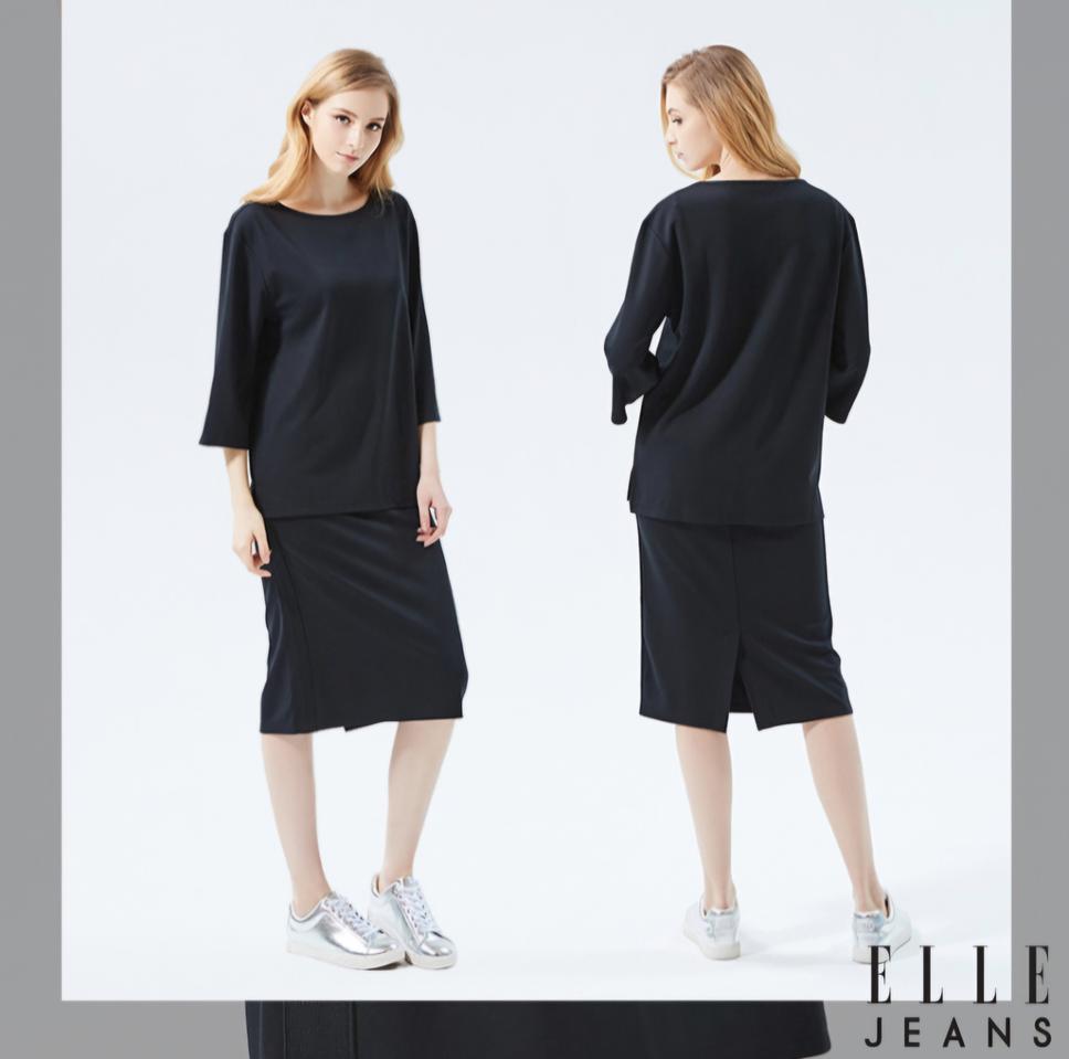 [새상품] 엘르 시크 블랙 트레이닝 투피스 세트
