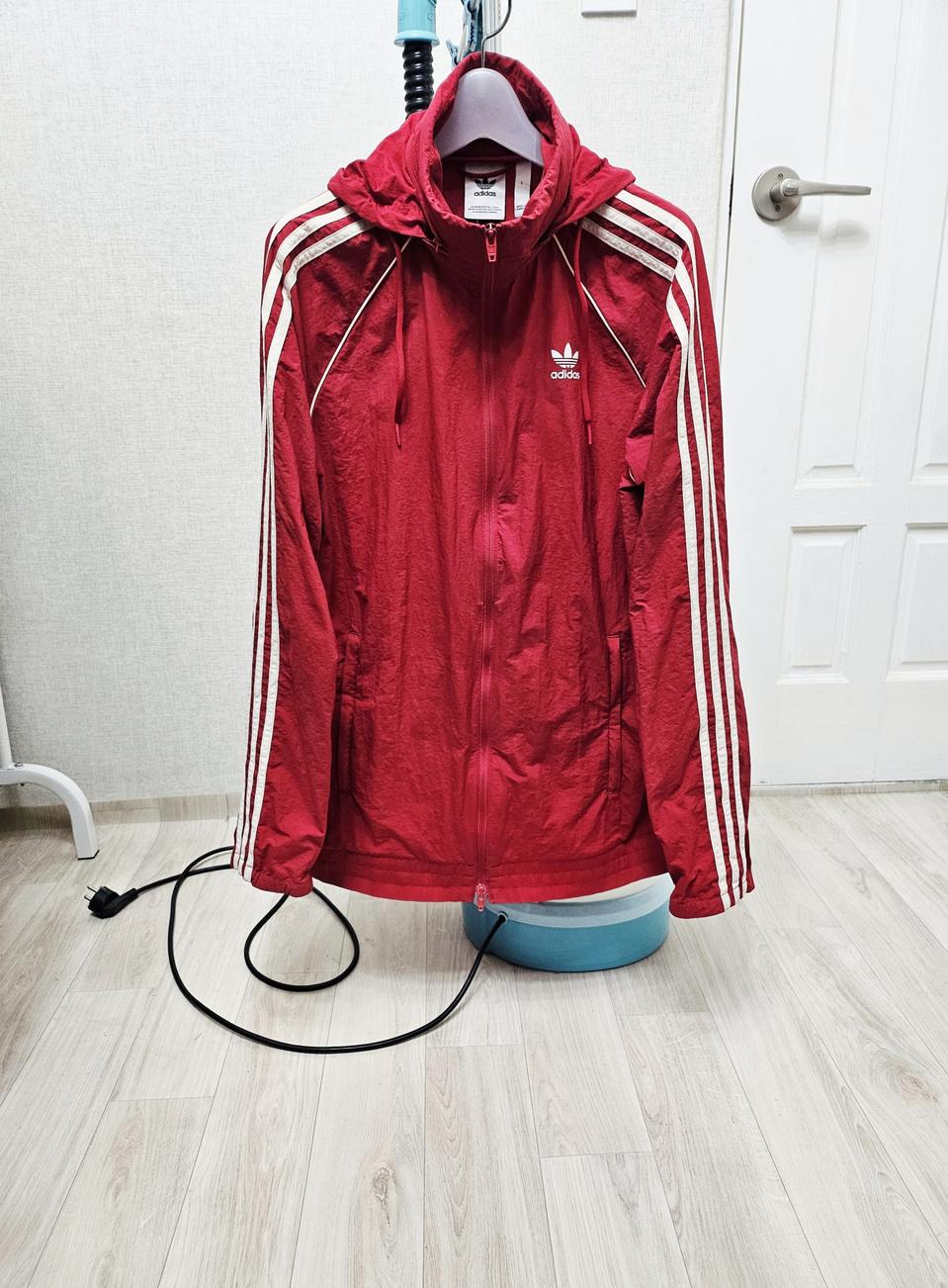 (100)L ☆초대장급☆ 아디다스 슈퍼스타 2중지퍼 [빨흰] 바람막이