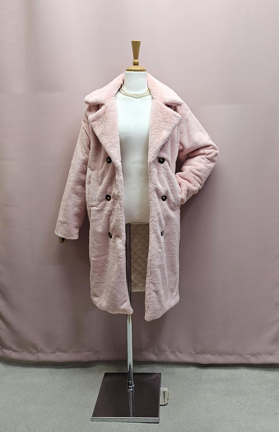 (새상품) 핑크 퍼 누빔 코트