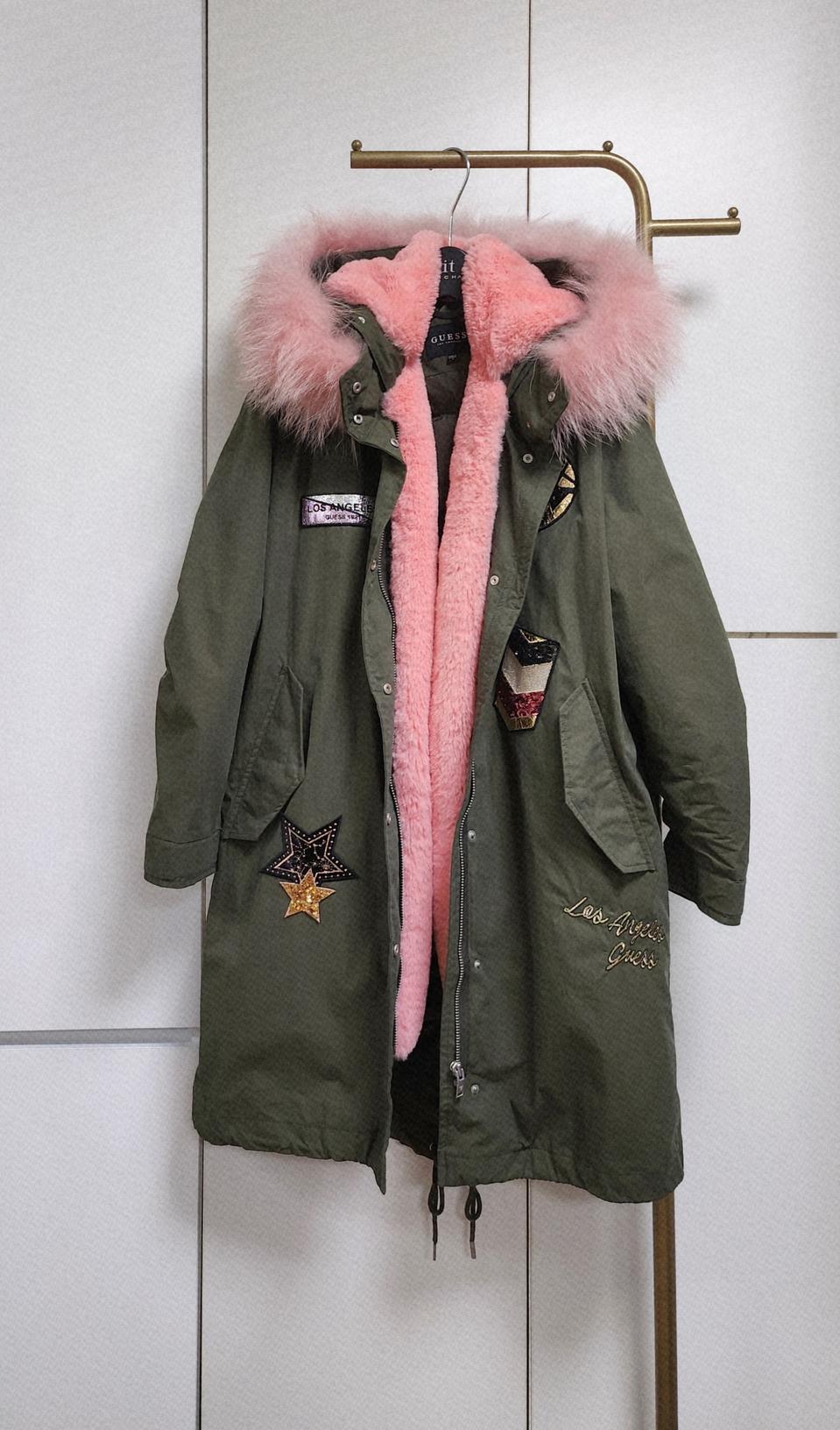 미착용 게스 덕다운 야상 패딩S