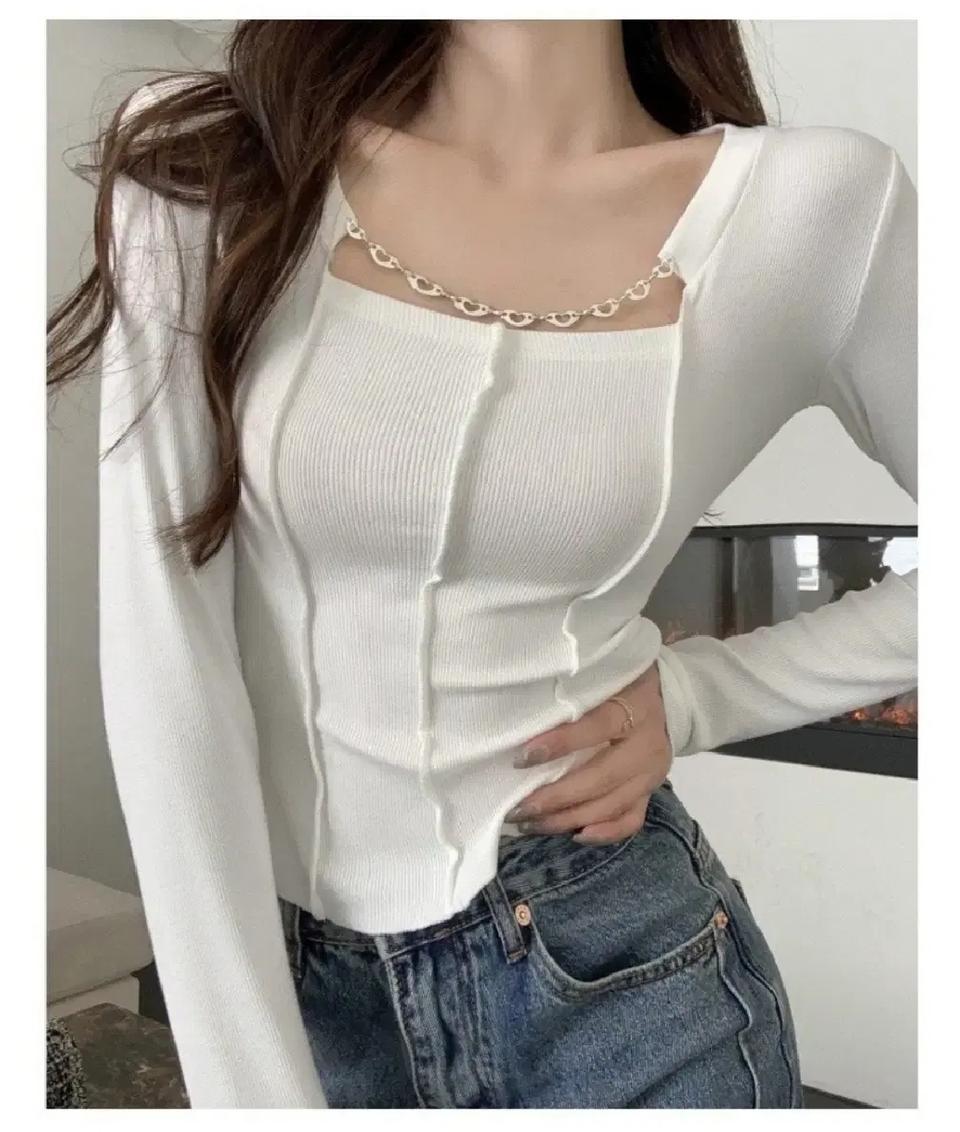 체인탈착 골지티셔츠