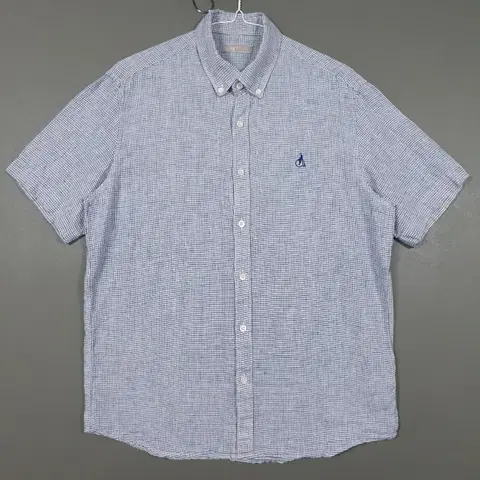 105 (XL) 빈폴 신형 20ss 화이트 린넨 미니 윈도우 체크 셔츠