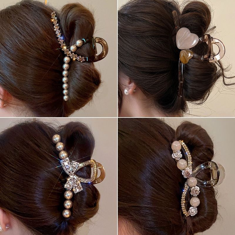 머리 집게핀 세트 - 큐빅, 진주, 하트, 꽃 (새상품)