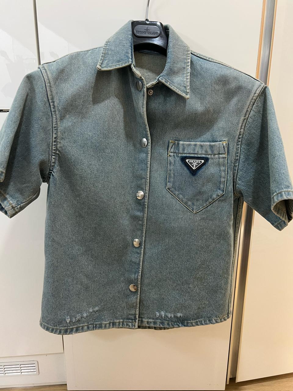 23fw 프라다 데님청자켓 40 (새상품급)