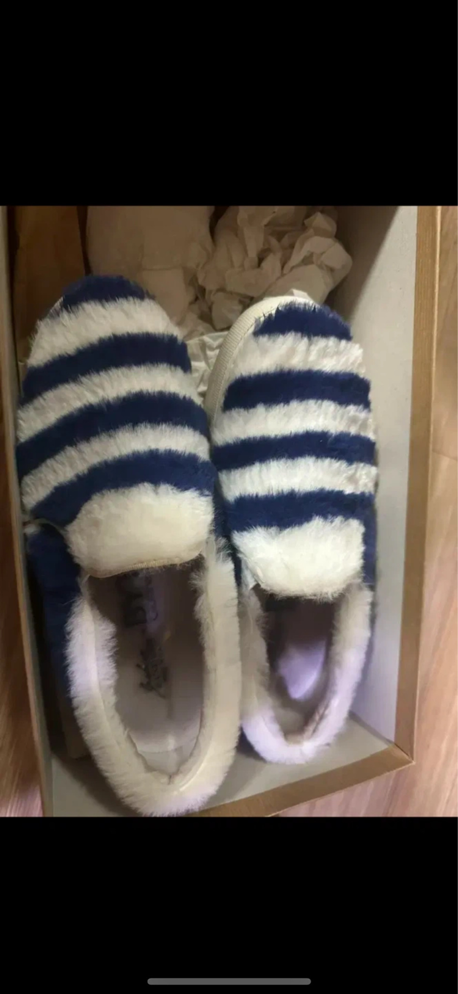 조슈아샌더스 스트라이프 밍크 털 슬립온