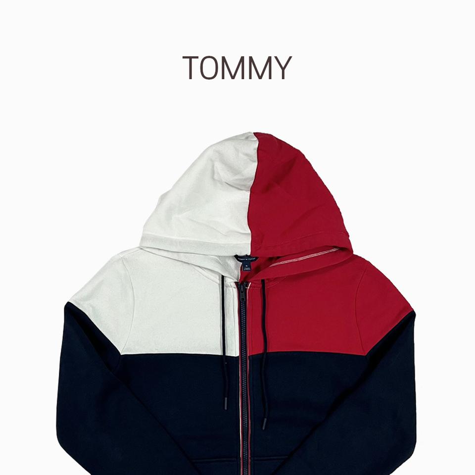 타미힐피거 기모 배색 후드집업 BD038