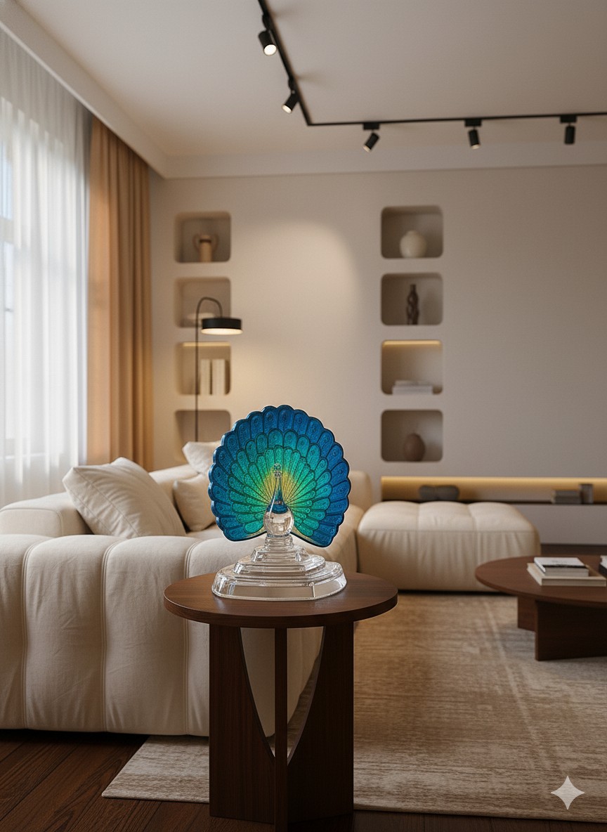 프랑스 에서 제작한 최고급 크리스탈  공작 장식품. 화려한 풍요, 재운,