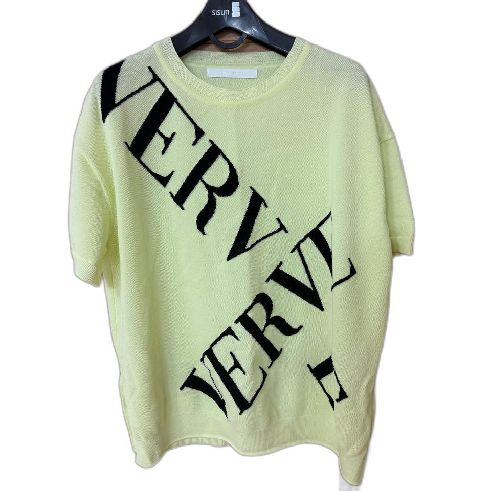 한섬 보브 레터링 포인트 니트 반팔 F