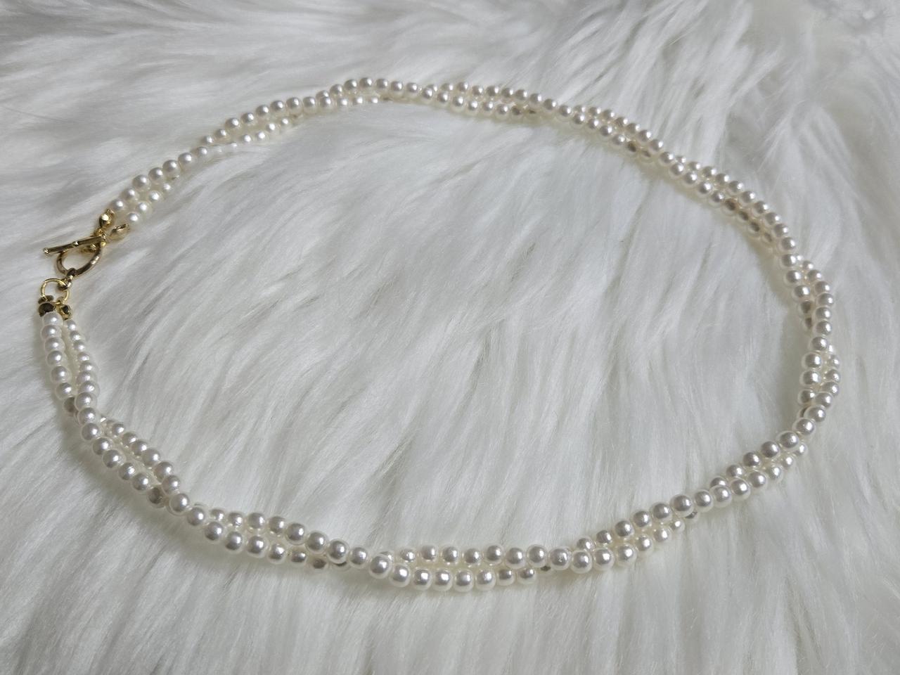 진주비즈2줄꼬은목걸이
