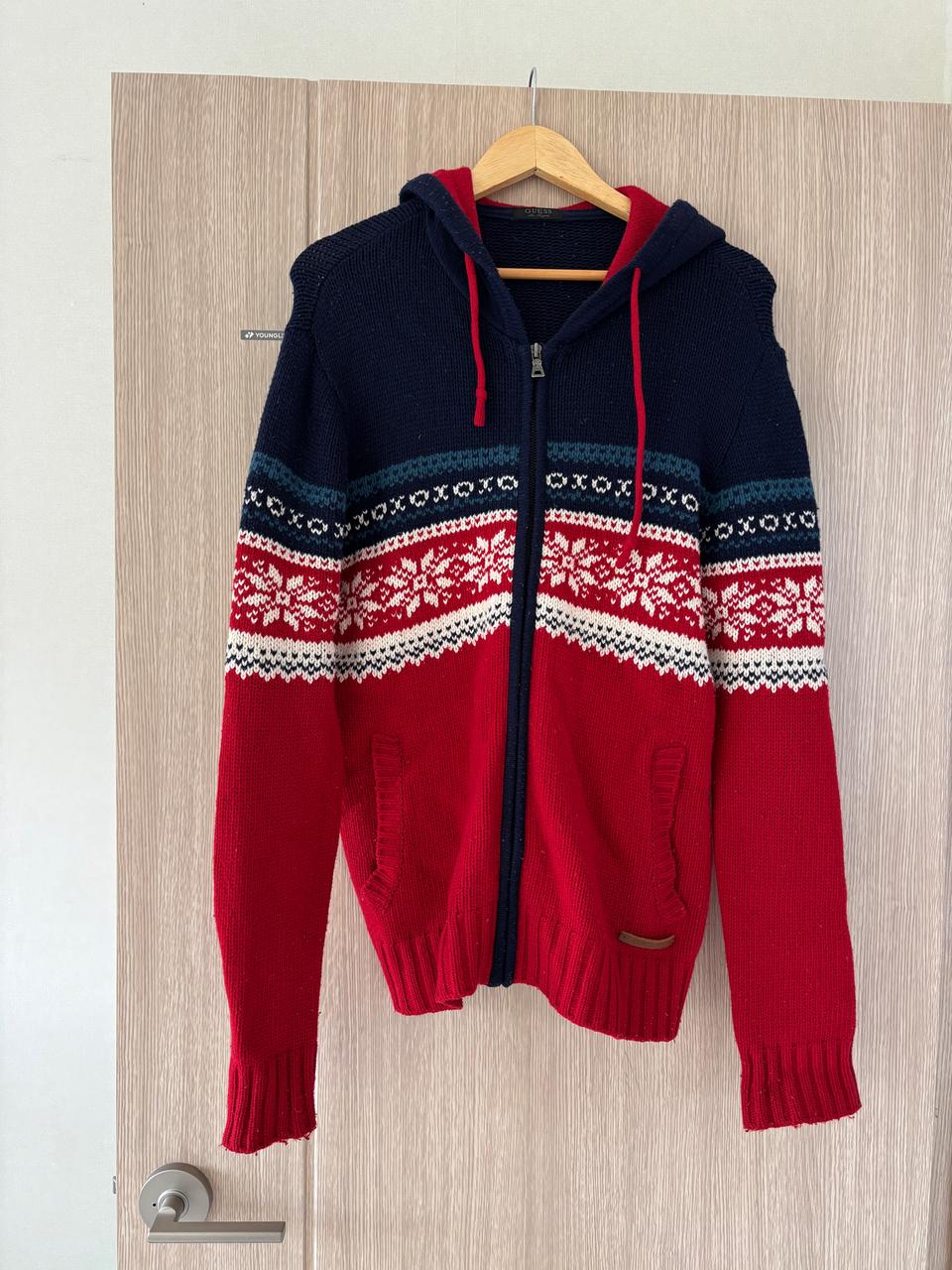 게스 노르딕 니트 후드집업