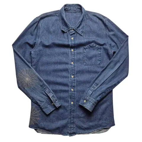 [M] 빈티지 거미줄 자수 데님셔츠