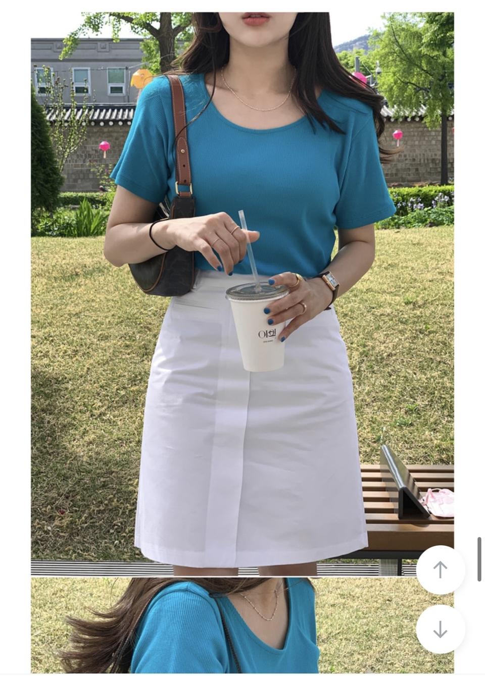 언더비 썸머비욘드 골지 반팔티 메종블루