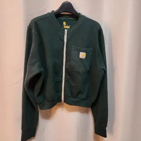 칼하트 크롭 기모 집업 L 녹색