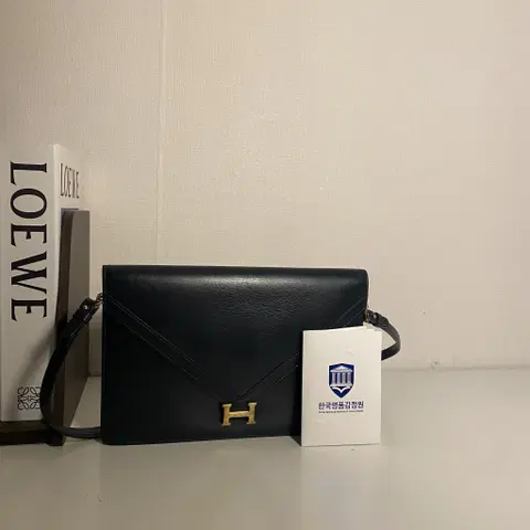 HERMES/빈티지 에르메스 리디아 다크네이비 카프스킨 플랩 레더 숄더백