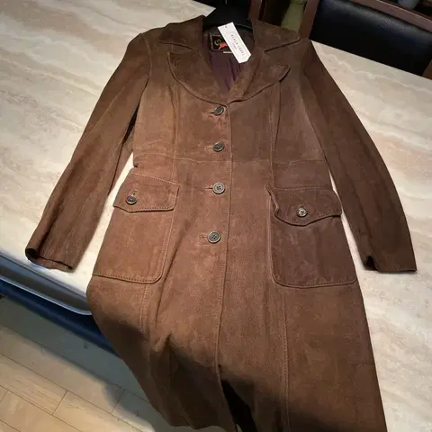 Made in Spain 스웨이드 롱 코트 세무 자켓