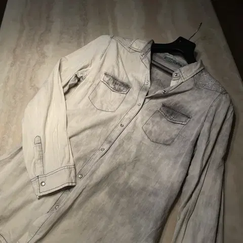 Leggsington New York 그레이 빈티지 워싱 셔츠 남방