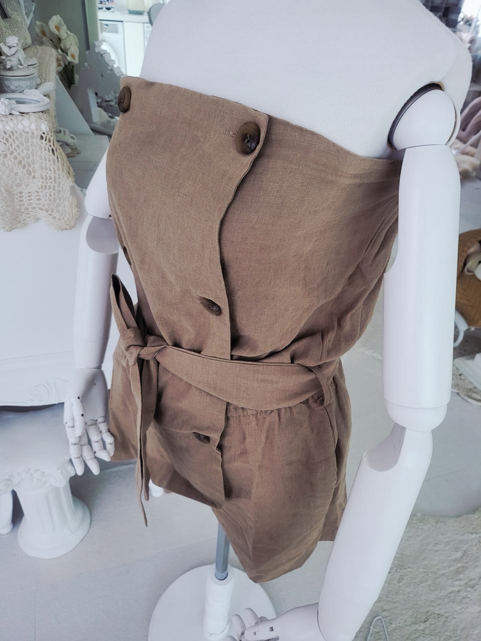 린넨 벨트 튜브탑 점프수트