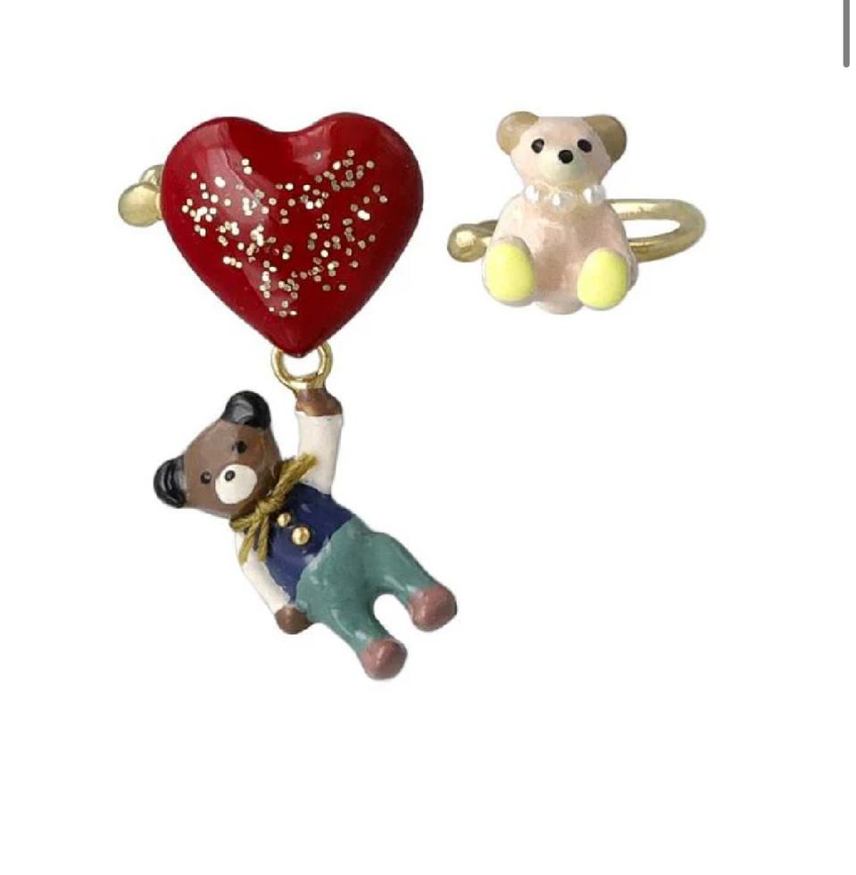 일본 직수입 귀여운 이어커프 하트 시리즈 테디베어