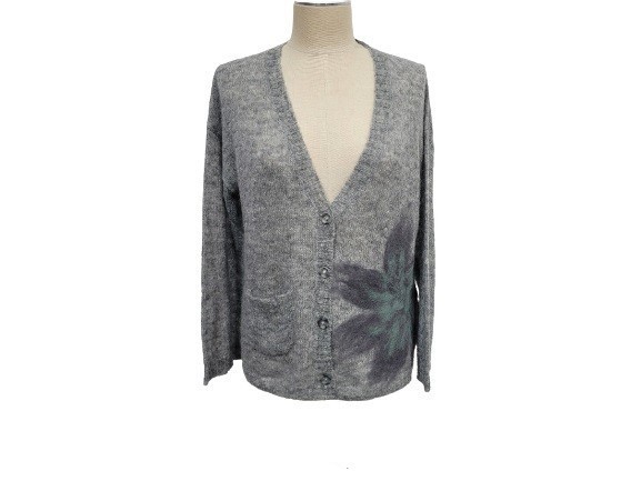 이태리 CARACTERE 플라워 그레이믹스 M 울가디건 새상품​