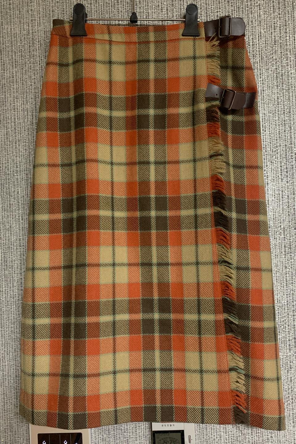 IVY HOUSE 체크 랩 스커트 목도리 퍼플러 세트 모 100%