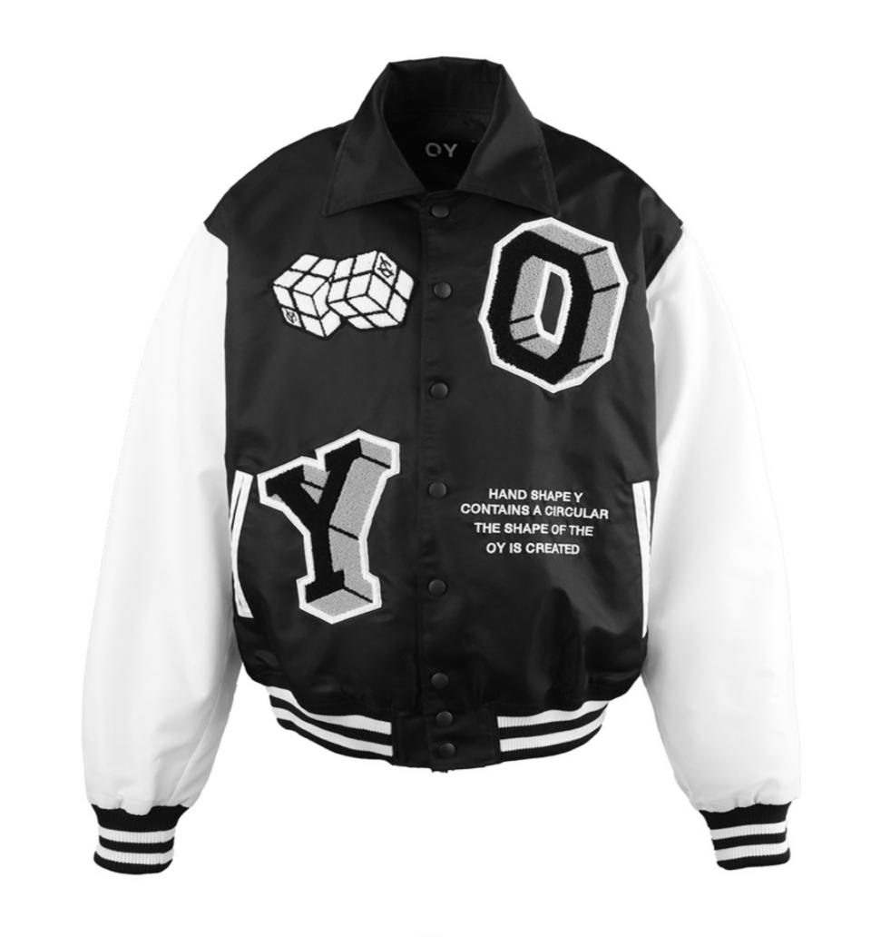 오와이 블루종 (MA-1)큐브 로고 바시티 자켓 -블랙