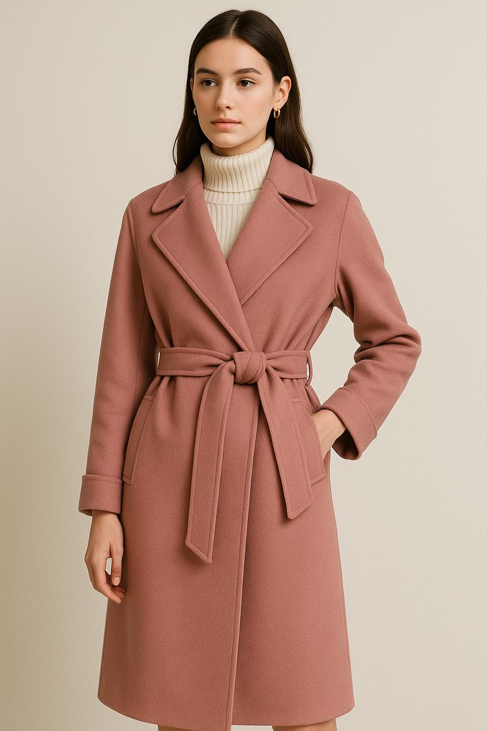 디앤써 D.answer 인디핑크 로브 울코트 상태최상  드라이클리닝 완료