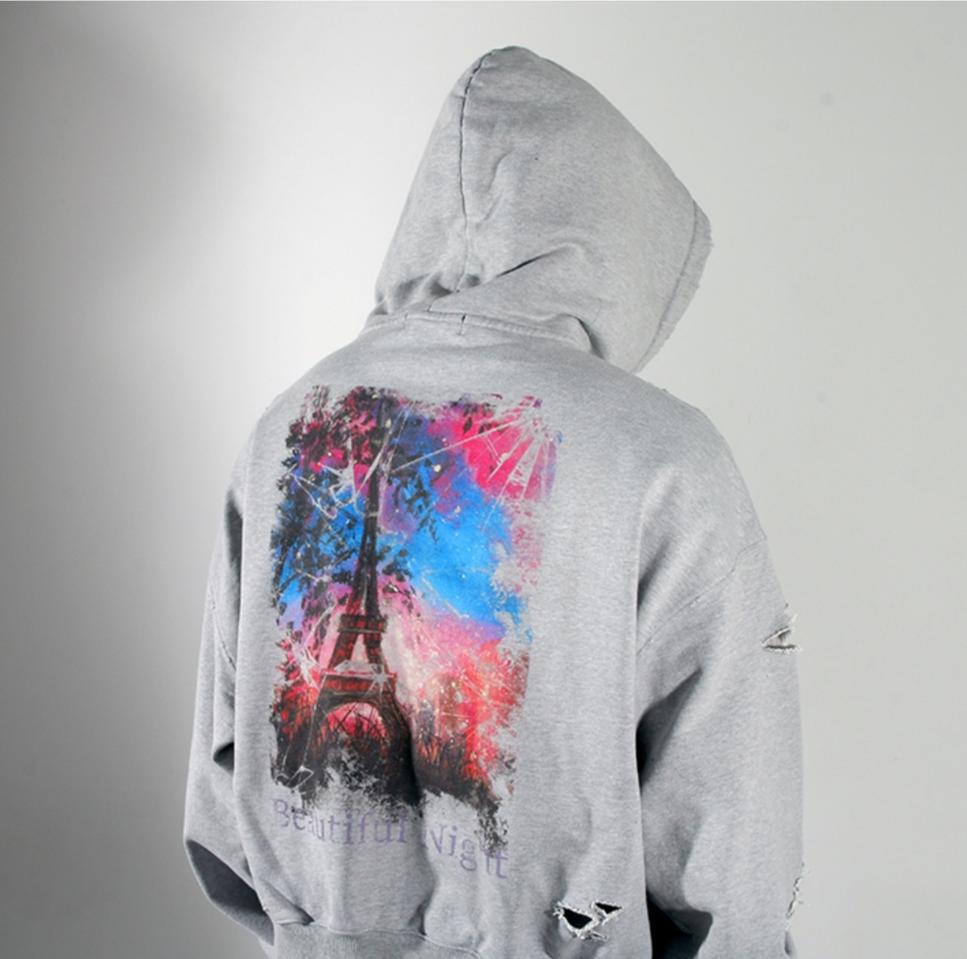 오버도우 (overnot) 뷰티플 나이트 빈티지 후드 집업 그레이