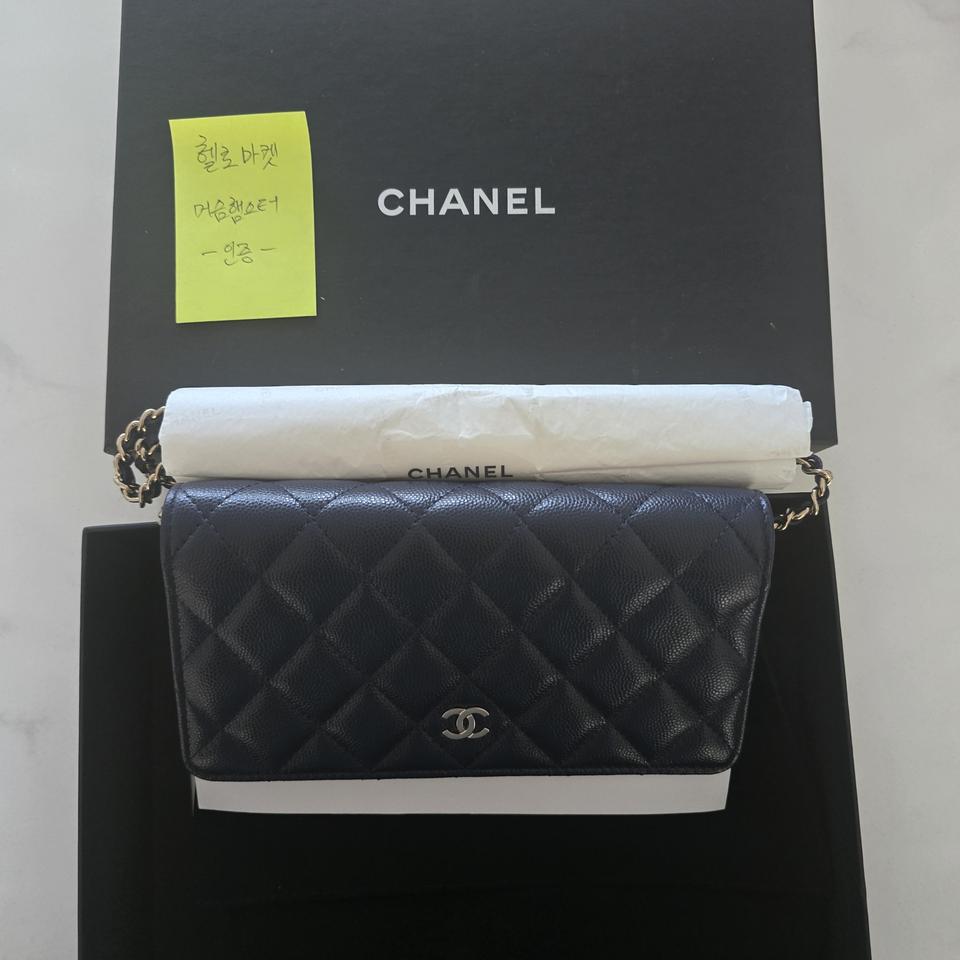 정품인증)샤넬 캐비어 WOC 미니크로스백 네이비