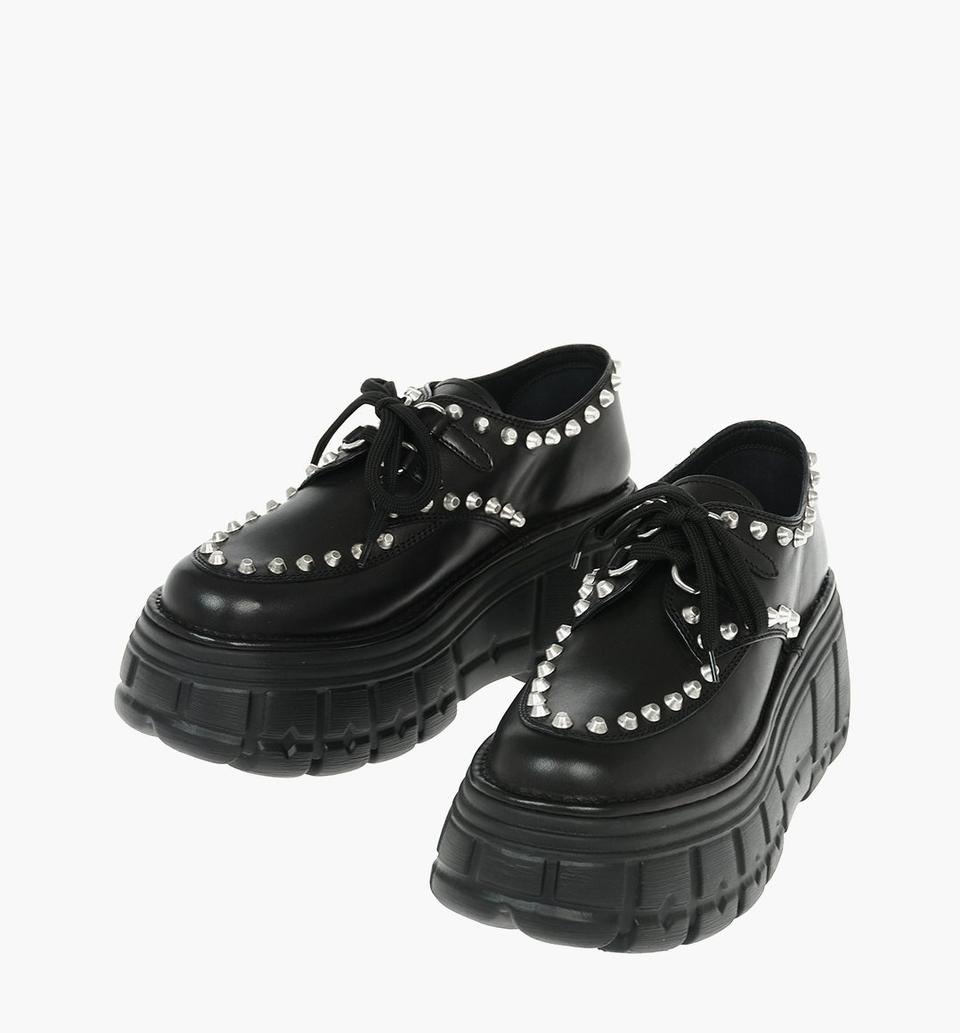 (정품) 미우미우 레더 스터드 로퍼 35.5 (명품 더비슈즈 신발 구두)