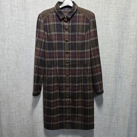 헤지스 여성 모 체크 롱 셔츠 원피스 85