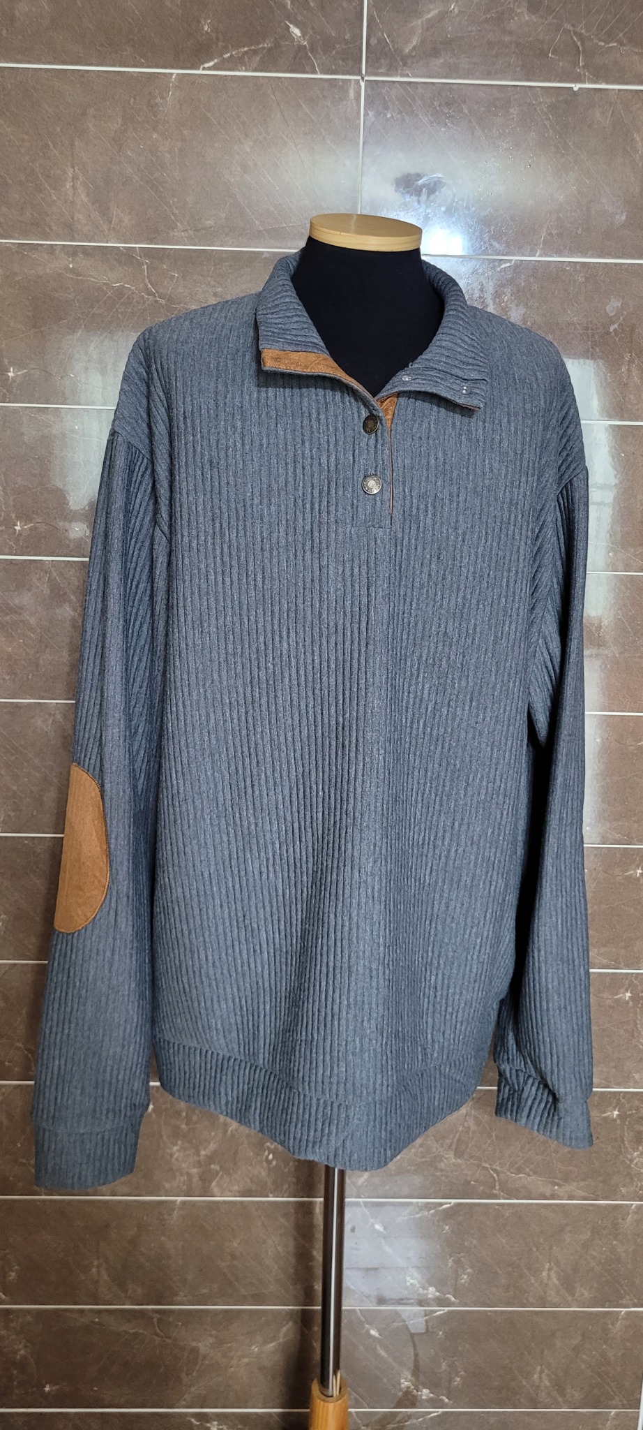 (남성xxxl사이즈) 진그레이 패치 긴팔(춘추용.초겨울)