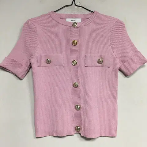 SATIN 샤틴 금장단추 골지 니트 85