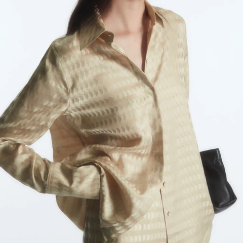 COS 코스 자쿼드 새틴 셔츠 블라우스 38