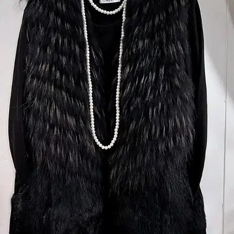 쥬크 토끼 털 조끼 쥬크 라쿤털