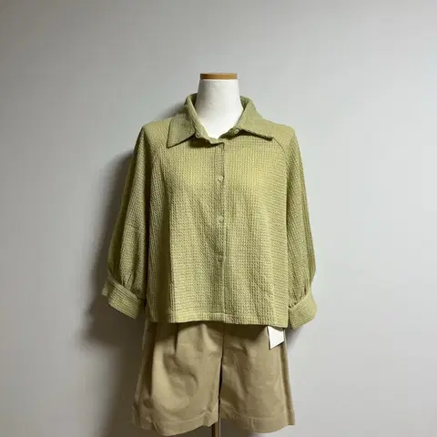 [새상품] 스판 카라 7부 셔츠 블라우스