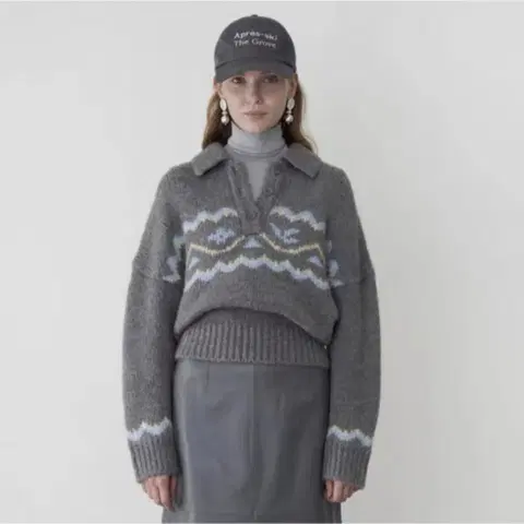 grove 그로브스토어 노르딕 아가일 패턴 카라넥 니트