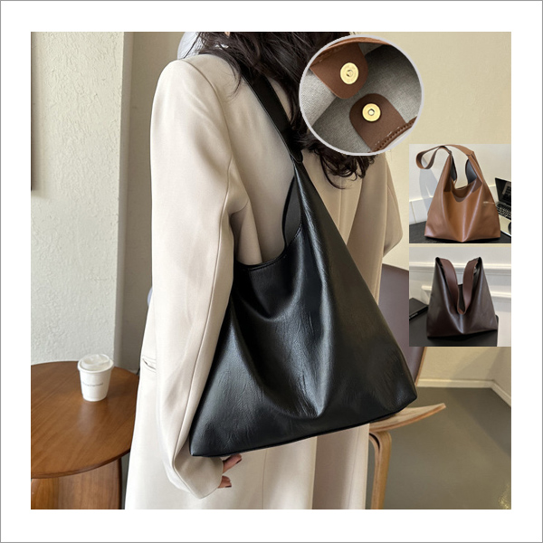 아쿠 베이직 캐주얼 인조가죽 데일리 공간넓은 토트 숄더백 여성 가방